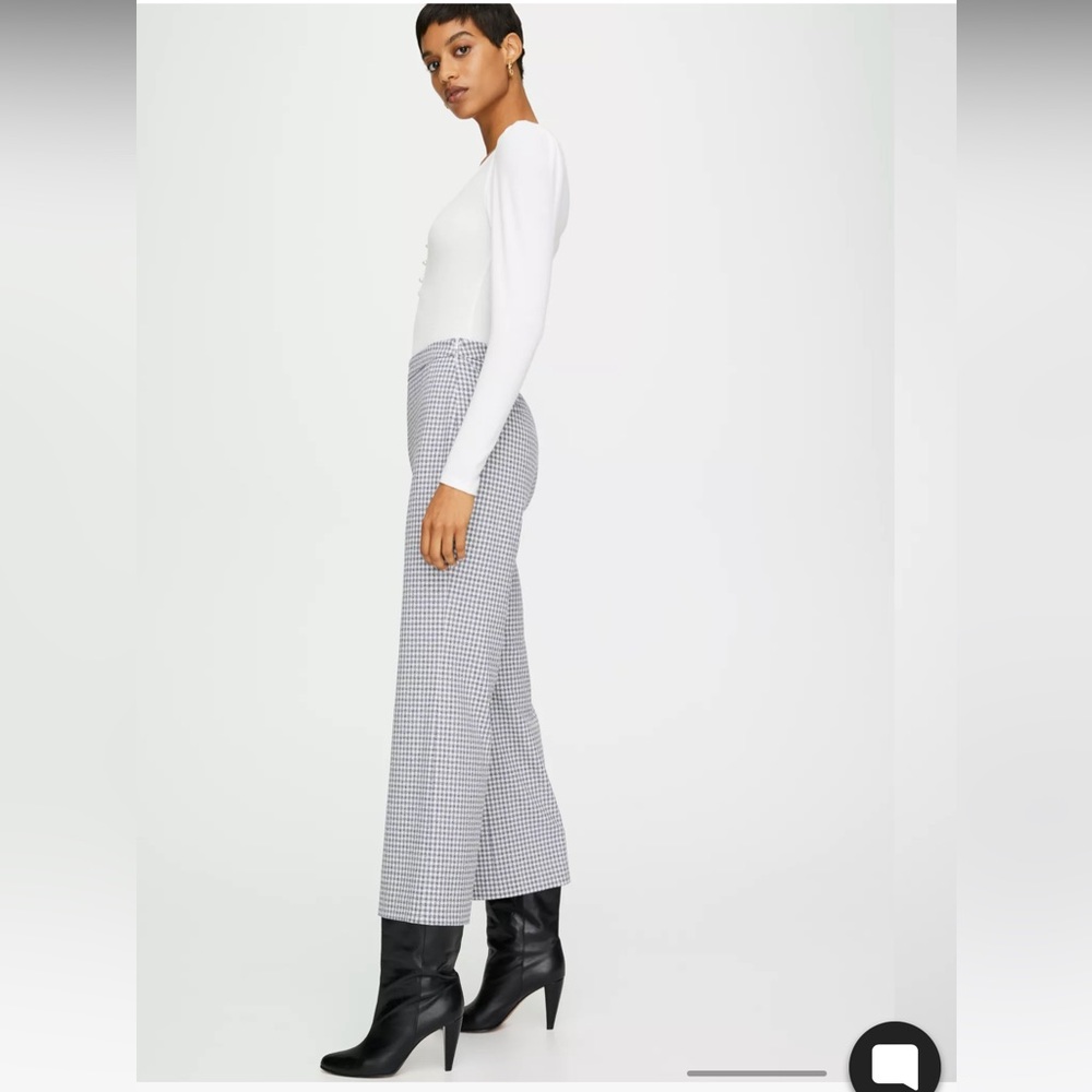 Wilfred kick flare navy gingham pant